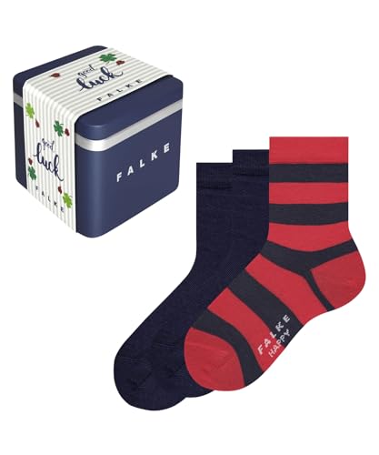 FALKE Unisex Kinder Socken Happy Triple Pack Giftbox K So Baumwolle gemustert 3 Paar, Mehrfarbig Red Blue Mix 0030, 39-42 von FALKE