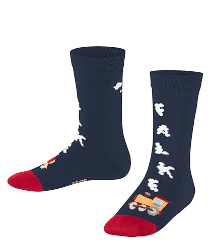 FALKE Unisex Kinder Socken Happy Locomotive K SO Baumwolle gemustert 1 Paar, Blau (Space Blue 6116), 35-38 von FALKE