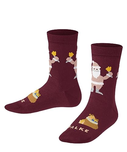 FALKE Unisex Kinder Socken Happy Santa K SO Baumwolle gemustert 1 Paar, Rot (Ruby 8830), 23-26 von FALKE