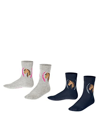 FALKE Unisex Kinder Socken Horse 2-Pack K SO Baumwolle gemustert 2 Paar, Mehrfarbig (Sortiment 0010), 39-42 von FALKE