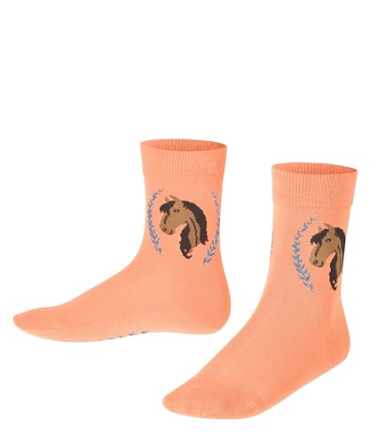 FALKE Unisex Kinder Socken Horse K SO Baumwolle gemustert 1 Paar, Rot (Cantaloupe 8771) neu - umweltfreundlich, 27-30 von FALKE