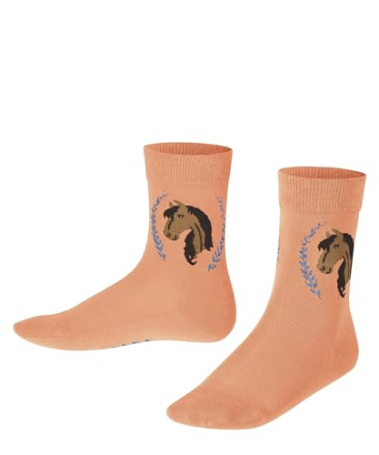 FALKE Unisex Kinder Socken Horse K SO Baumwolle gemustert 1 Paar, Rot (Cantaloupe 8771) neu - umweltfreundlich, 31-34 von FALKE