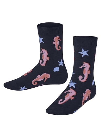 FALKE Unisex Kinder Socken Lovely Seahorses K SO Baumwolle gemustert 1 Paar, Blau (Space Blue 6116), 31-34 von FALKE