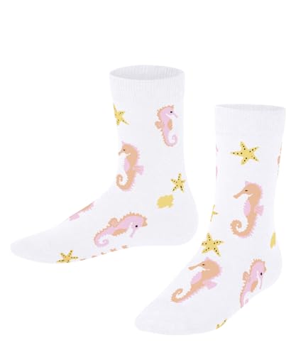 FALKE Unisex Kinder Socken Lovely Seahorses K SO Baumwolle gemustert 1 Paar, Weiß (White 2000), 31-34 von FALKE