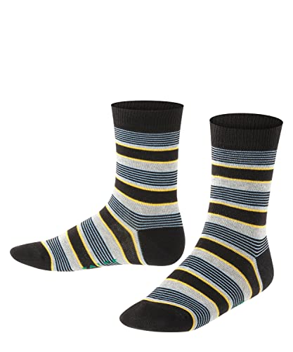 FALKE Unisex Kinder Socken Mixed Stripe, Baumwolle, 1 Paar, Schwarz (Black 3000), 31-34 von FALKE