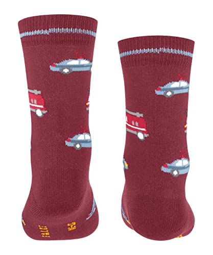 FALKE Unisex Kinder Socken Police and Fire Cars K SO Baumwolle gemustert 1 Paar, Rot (Ruby 8830) neu - umweltfreundlich, 19-22 von FALKE