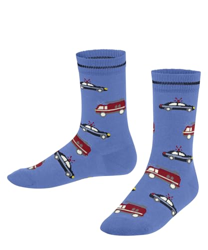FALKE Unisex Kinder Socken Police and Fire Cars K So Baumwolle gemustert 1 Paar, Blau Blue Note 6545, 19-22 von FALKE