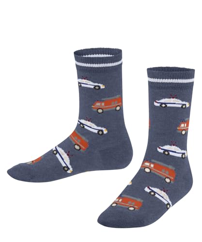 FALKE Unisex Kinder Socken Police and Fire Cars K So Baumwolle gemustert 1 Paar, Blau Light Jeans 6662, 27-30 von FALKE