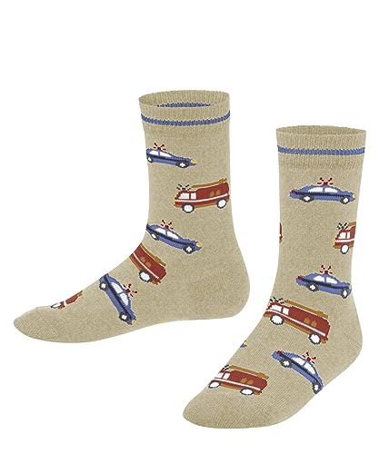 FALKE Unisex Kinder Socken Police and Fire Cars K SO Baumwolle gemustert 1 Paar, Beige (Sand Melange 4650) neu - umweltfreundlich, 27-30 von FALKE