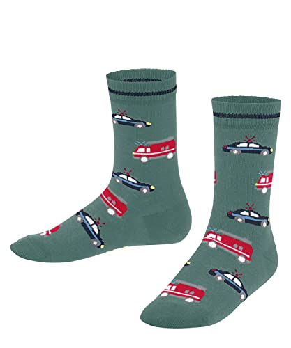 FALKE Unisex Kinder Socken Police and Fire Cars K SO Baumwolle gemustert 1 Paar, Grün (Dark Jade 7248) neu - umweltfreundlich, 35-38 von FALKE