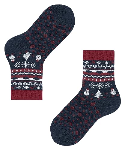 FALKE Unisex Kinder Socken Weather Fair Isle Biologische Baumwolle Wolle gemustert 1 Paar, Blau (Darkblue 6023), 19-22 von FALKE