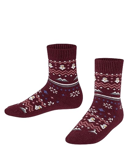 FALKE Unisex Kinder Socken Winter Fair Isle, Wolle Kaschmir, 1 Paar, Rot (Ruby 8830), 35-38 von FALKE