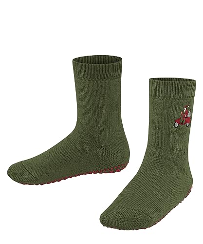 FALKE Unisex Kinder Stoppersocken Catspads Embroidery K HP Baumwolle Wolle rutschhemmende Noppen 1 Paar, Grün (Sern Green 7681), 31-34 von FALKE