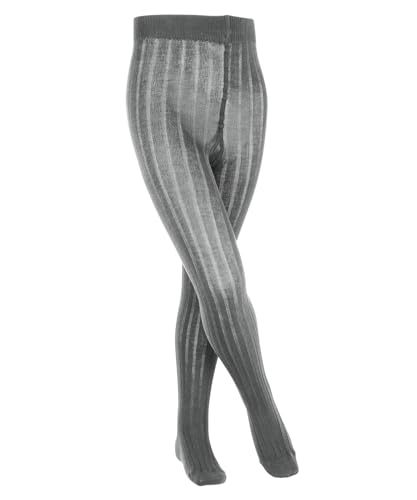FALKE Unisex Kinder Strumpfhose Classic Rib K Ti Baumwolle dick einfarbig 1 Stück, Grau Light Grey Melange 3390, 122-128 von FALKE