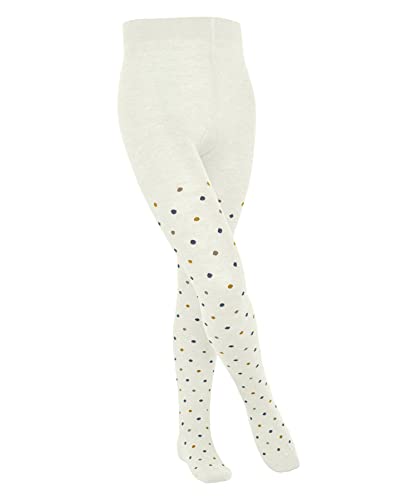 FALKE Unisex Kinder Strumpfhose Multidot K Ti Baumwolle dick gemustert 1 Stück, Weiß Off-White 2040, 122-128 von FALKE