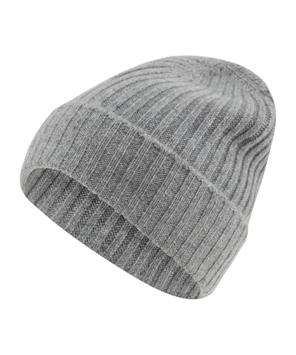 FALKE Unisex Beanie-Mütze Basic Ribbed U Be Kaschmir schnelltrocknend warm 1 Stück, Grau Light Grey Melange 3390, OneSize von FALKE