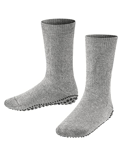 FALKE Kinder Catspads Baumwolle Wolle Rutschhemmende Noppen 1 Paar Hausschuh-Socken, Blickdicht, Grau (Light Grey 3400), 27-30 von FALKE