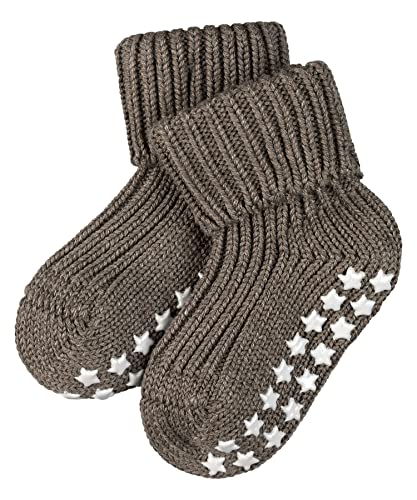 FALKE Unisex Baby Hausschuh-Socken Catspads Cotton B HP Baumwolle rutschhemmende Noppen 1 Paar, Braun (Pebble 5810), 62-68 von FALKE