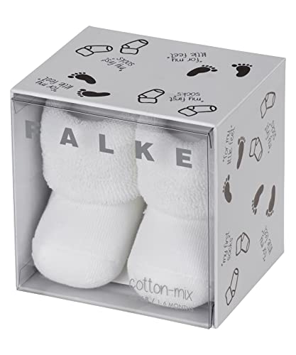 FALKE Unisex Baby Socken Erstling B SO Baumwolle einfarbig 1 Paar, Weiß (White 2000), 62-68 von FALKE