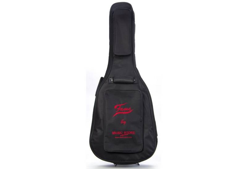 FAME Gitarrentasche (Deluxe Gigbag für Westerngitarre Wetterfest mit Rucksackgarnitur 20mm Polsterung Zubehörfach Namensschildfach Schwarz/Rot, Gitarrenkoffer und Gitarrentaschen, Gitarrentasche Westerngitarre), Deluxe Gigbag, Westerngitarre, Wetterfest von FAME