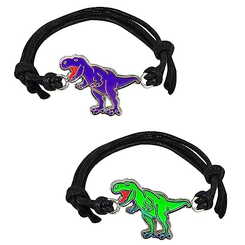 FAMIDIQGO 2 Stück Rex Dinosaurier Charm Farbwechsel Stimmungsarmband für Jungen Mädchen Dino Schmuck Freundschaftsgeschenk Armband zur Temperaturkontrolle von FAMIDIQGO