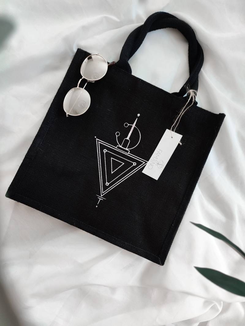 Amazigh Jutetasche | Tragetasche Einkaufstasche Tifinagh Berber Tazerzit Ethno Boho Kabyle Geschenkidee von FAMJINO