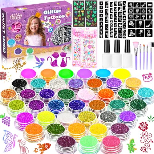 FAMKEEP Glitzer Tattoo Set Kinder, Temporäres Glitzer Tattoo,42 Farben Glitzer Make Up Kit für Kinder,223 Tattoo Schablonen,5 Pinsel, 3 Kleber,wasserdichte Tattoos für Geschenk Kinder Karneval FAMKEEP Glitzer Tattoo Set Kinder, Temporäres Glitzer Tattoo,42 Farben Glitzer Make Up Kit für Kinder,223 Tattoo Schablonen,5 Pinsel, 3 Kleber,wasserdichte Tattoos für Geschenk Kinder Karneval von FAMKEEP