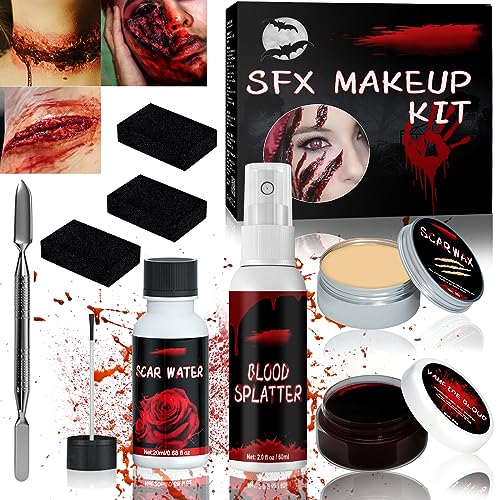 FAMKEEP Halloween Schminke Set,mit Schwamm, False bandage,Hautwachs,Kunstblut Sprühen,Verkrustetes Kunstblut,Spachtel,für Halloween Themenparty Zombie Vampir Wunden Narben Schminke Maskerade FAMKEEP Halloween Schminke Set,mit Schwamm, False bandage,Hautwachs,Kunstblut Sprühen,Verkrustetes Kunstblut,Spachtel,für Halloween Themenparty Zombie Vampir Wunden Narben Schminke Maskerade von FAMKEEP