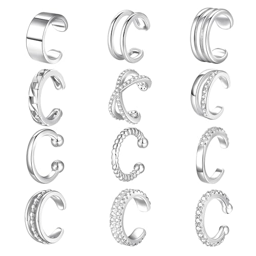 FANCH 12Pcs Ear Cuffs für Damen Ohrmanschette Ohrringe 14K Vergoldet Manschette Ohrringe Nicht Durchbohrte Clip Ohrringe Non Piercing Fake Helix Knorpel Wrap Cuff Ohrklemme Ohrringe Silber FANCH 12Pcs Ear Cuffs für Damen Ohrmanschette Ohrringe 14K Vergoldet Manschette Ohrringe Nicht Durchbohrte Clip Ohrringe Non Piercing Fake Helix Knorpel Wrap Cuff Ohrklemme Ohrringe Silber von FANCH