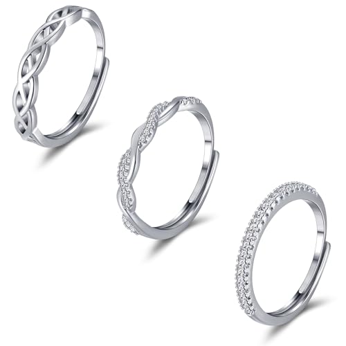 FANCH Silber Ringe für Damen Mädchen Verstellbarer Ringe mit Cubic Zirkonia Eternity Keltischer Knoten Vintage Daumen Ring Hochzeit Versprechen Ring Verlobungsring Fingerring Ringe Silber Set FANCH Silber Ringe für Damen Mädchen Verstellbarer Ringe mit Cubic Zirkonia Eternity Keltischer Knoten Vintage Daumen Ring Hochzeit Versprechen Ring Verlobungsring Fingerring Ringe Silber Set von FANCH