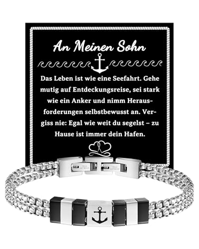FANCIBAND An Meinen Sohn Armband Herren Edelstahl mit Gravur Anker, 18 Geburtstag Junge Sohn Geschenk Abschluss Jugendweihe Konfirmation Weihnachten Geschenk von Mama Papa von FANCIBAND