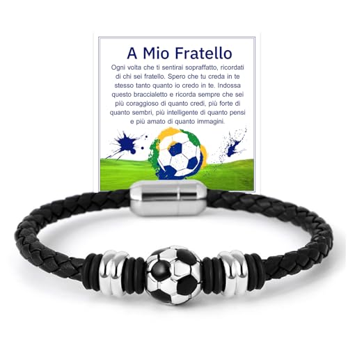 FANCIBAND Geschenk Bruder Armband Herren aus geflochtenem Leder mit Edelstahl Magnetverschluss, Fußballarmbänder Geschenk für Bruder Geburtstag Weihnachten Brüder Geschenke Jahrestag, Edelstahl, Ohne FANCIBAND Geschenk Bruder Armband Herren aus geflochtenem Leder mit Edelstahl Magnetverschluss, Fußballarmbänder Geschenk für Bruder Geburtstag Weihnachten Brüder Geschenke Jahrestag, Edelstahl, Ohne von FANCIBAND