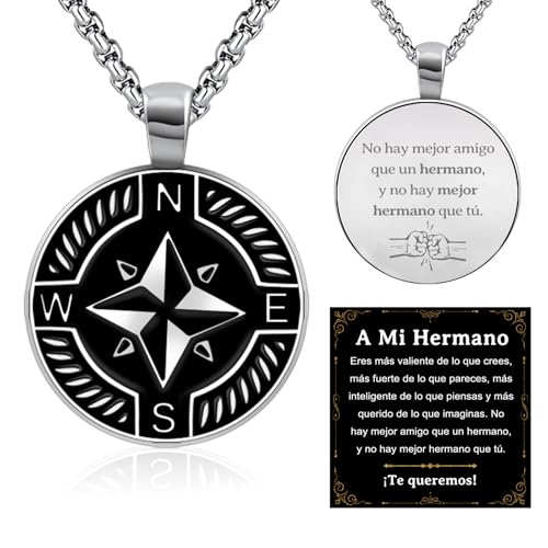 FANCIBAND Geschenk für Bruder Edelstahlkette mit Kompass Anhänger Kette Männer Geschenk von Schwester Großer kleiner Bruder Geburtstag Abschluss Einschulung Jahrestag Weihnachten FANCIBAND Geschenk für Bruder Edelstahlkette mit Kompass Anhänger Kette Männer Geschenk von Schwester Großer kleiner Bruder Geburtstag Abschluss Einschulung Jahrestag Weihnachten von FANCIBAND