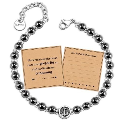 FANCIBAND Geschenke Männer Perlenarmband Herren Armband Edelstahl 316L mit Anker Symbol Armbänder für Herren Geschenk für Meinen Sohn Papa Großvater Enkel Bruder Ehemann Freund Onkel Neffen von FANCIBAND