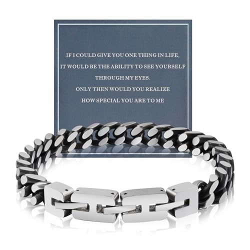 FANCIBAND Hip Hop Punk armband herren edelstahl 316L 19cm-22cm Einstellbar Armbänder Cuban Geschenk für Ehemann Freund Papa Sohn Bruder Großvater Kollege von FANCIBAND