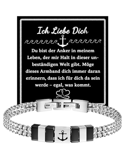 FANCIBAND Ich Liebe Dich Geschenke für Männer Armband Herren Anker Geschenk Ehemann Geburtstag Mein Mann Partner Hochzeitstag Jahrestag Weihnachten Geschenk für Ihn Valentinstag von FANCIBAND