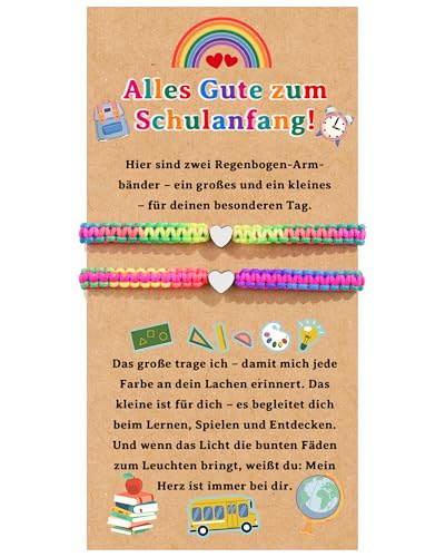 FANCIBAND Mutter Tochter Armband Geschenk Einschulung MäDchen Deko Herz, SchulanfäNger Schulkind Schulanfang Geschenke GlüCksbringer Mit GrußKarte Geschenkbox von FANCIBAND