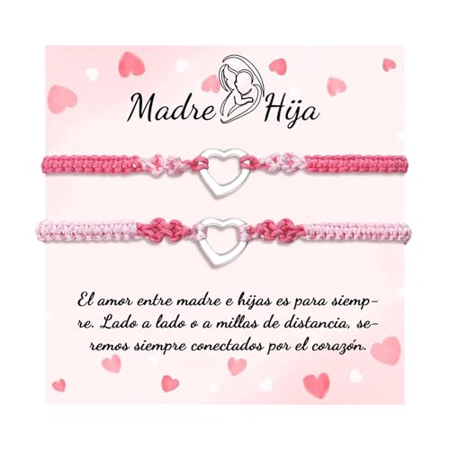 FANCIBAND Muttertagsgeschenk Armband Mutter Tochter Armbänder geflochtenes Seil Rosa Geschenke für Mutter und Tochter Geburtstag Weihnachten, Edelstahl, Nicht zutreffend. von FANCIBAND