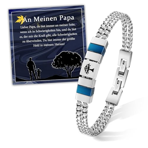 FANCIBAND Vatertagsgeschenk für Papa Armband Herren Papa, Geschenk Männer Daddy Edelstahl Armbänder für Herren Schnitzen mit Lebensbaum, Papa Geschenk Geburtstag Vater Weihnachten von FANCIBAND