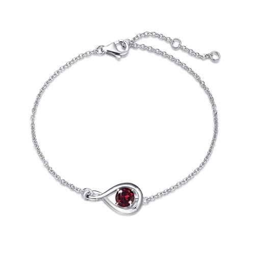 FANCIME Granat Armband 925er Sterlingsilber Weißgold Vergoldet Infinity Rot Link Armbänder Januar Geburtsstein Armkette Feiner Schmuck Geburtstags Geschenke für Frauen Mama Sie von FANCIME
