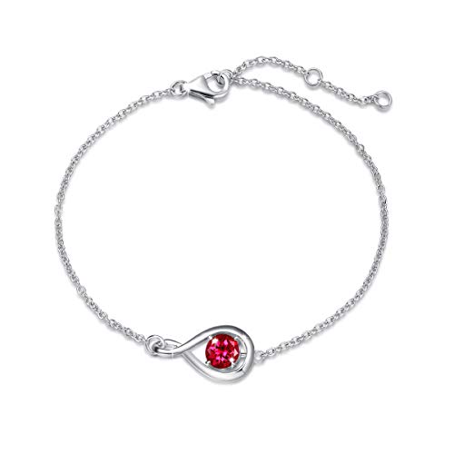 FANCIME Rubin Armband für Frauen 925er Sterlingsilber Weißgold Vergoldet Infinity Link Armkette Juli Geburtstein Armbänder Rot Feiner Schmuck Jahrestag Geburtstag Geschenke für Mutter Damen von FANCIME
