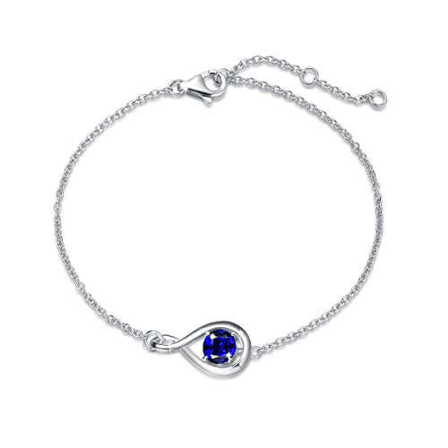 FANCIME September Geburtstein Armband Damen 925er Sterlingsilber Weißgold plattiert Saphir Armbänder Infinity Link Armkette Feiner Schmuck Muttertag Geburtstag Geschenke für Mama Frau von FANCIME