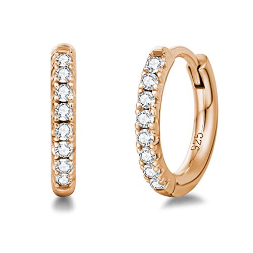 Damen Creolen Ohrringe Runde Knorpel Klein aus 925 Sterling Silber Rosegold Plattiert mit Rundschliff Cubic Zirkonia Schmuck - Durchmesser: 12.5 mm Damen Creolen Ohrringe Runde Knorpel Klein aus 925 Sterling Silber Rosegold Plattiert mit Rundschliff Cubic Zirkonia Schmuck - Durchmesser: 12.5 mm von FANCIME