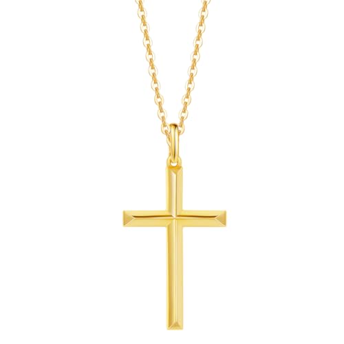 FANCIME Damen Halskette mit Kreuz Anhänger, 925 Sterling Silber mit Gelb Gold Plattiert Kette Geschenk Schmuck für Damen Mädchen - Verstellbar Kettenlänge: 40 + 5 cm von FANCIME