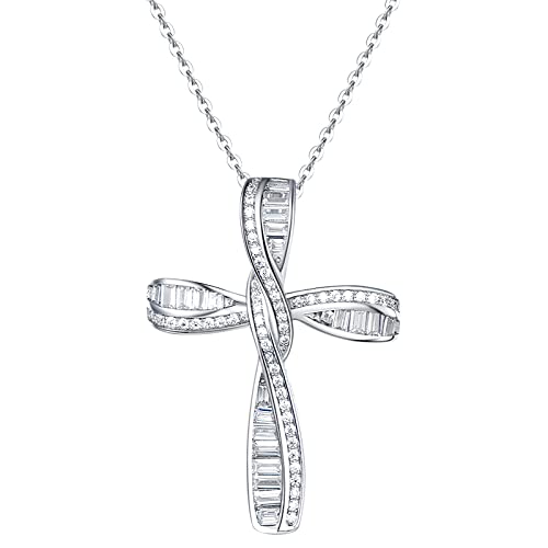 FANCIME Damen Halskette mit Unendlichkeit Symbol Kreuz Anhänger Kette Infinity aus 925 Sterling Silber mit Funkelnde Zirkonia Schmuck für Frauen Kinder - Verstellbar Kettenlänge: 40 + 5 cm von FANCIME