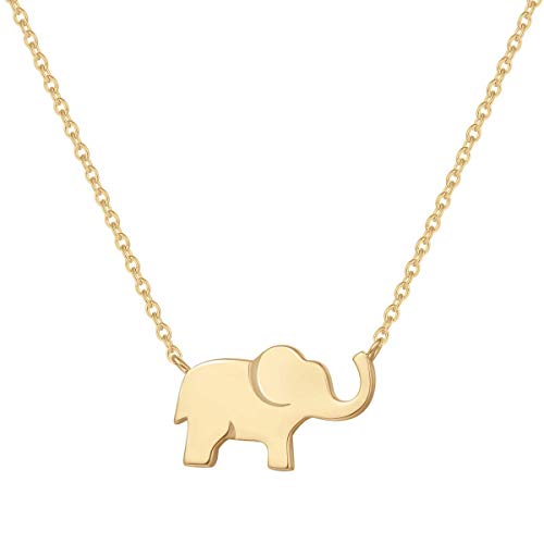 Elefant Anhänger Kette Schmuck für Damen Mädchen Kinder 925 Sterling Silber Gelb Vergoldet - Verstellbar Armkette: 40 + 5 cm von FANCIME