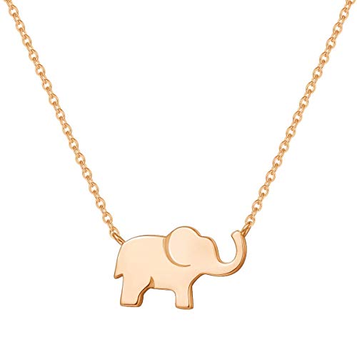 FANCIME Elefant Anhänger Kette Schmuck für Damen Mädchen Kinder 925 Sterling Silber Rosegold Vergoldet - Verstellbar Armkette: 40 + 5 cm von FANCIME