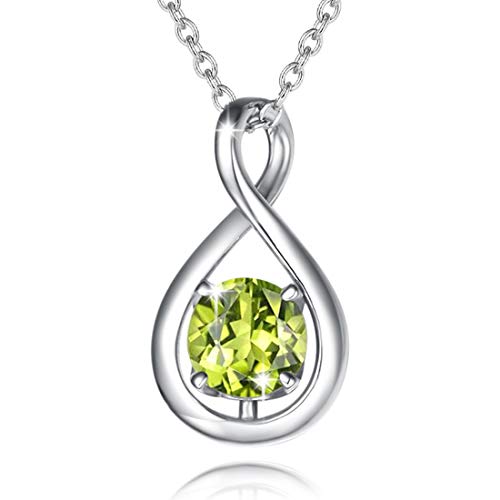 FANCIME 925 Sterling Silber Halskette Damen Infinity Anhänger August Geburtsstein Kette Peridot Geburtsstein Valentinstag Jahrestag Geburtstag Weihnachten Schmuck Geschenk für Mutter Frauen von FANCIME