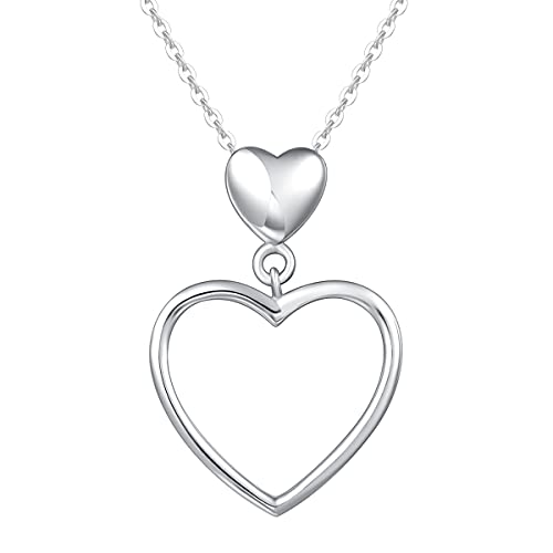 FANCIME 925 Sterling Silber Liebe Herz Kette Hohl Doppel Herz Halskette Schmuck für Damen Mädchen, 40+5CM von FANCIME