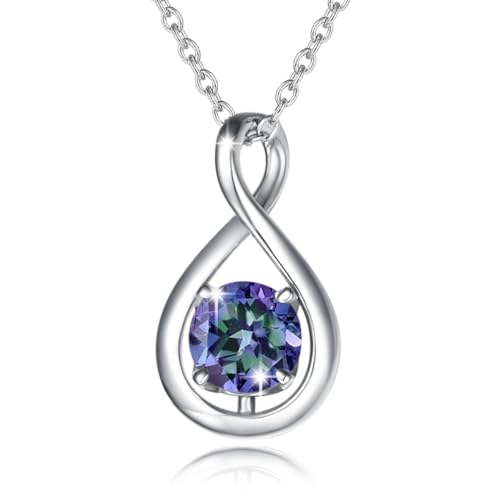 FANCIME Alexandrit Halsketten Juni Geburtstein Kette für Damen, Sterling Silber Infinity Anhänger Feinschmuck Jahrestag Geburtstag Valentinstag Geschenke für Frauen Tochter von FANCIME